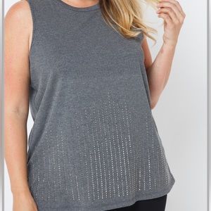 Charcoal Tank with Rhinestones